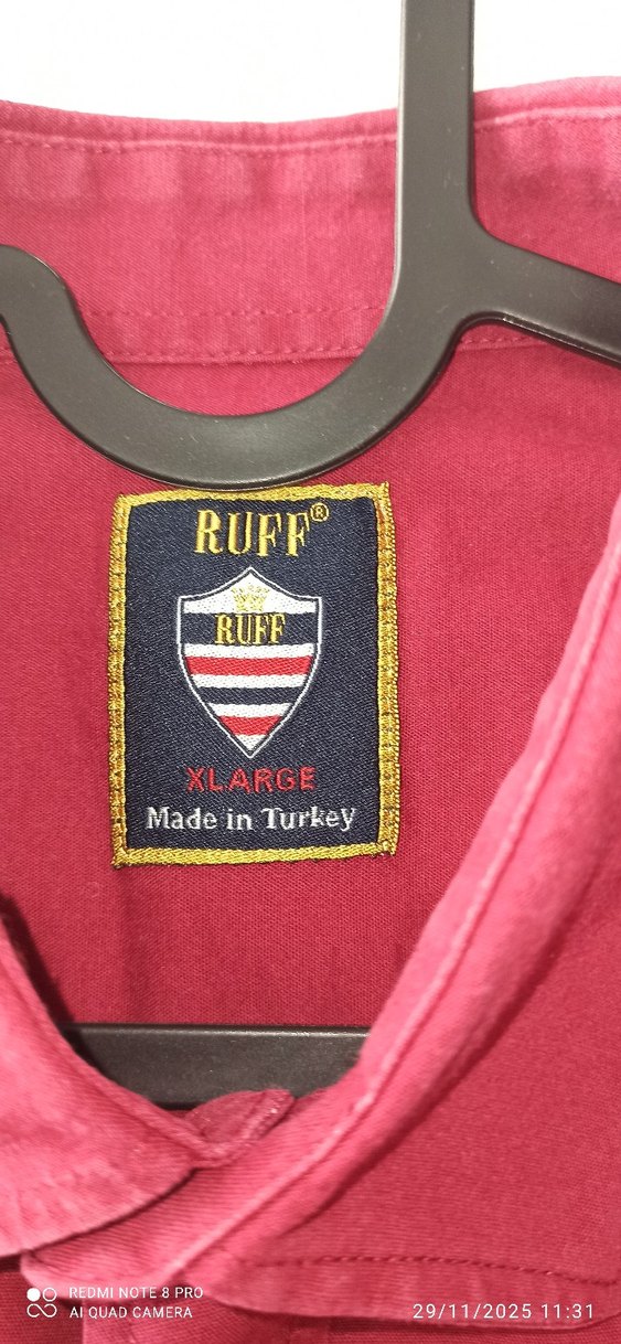 Düğmeli Bordo Uzun Kollu  Erkek Gömlek - Görsel 2