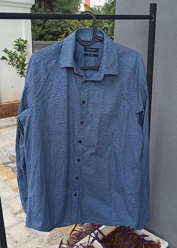 Düğmeli Mavi Erkek Gömlek - Görsel 2