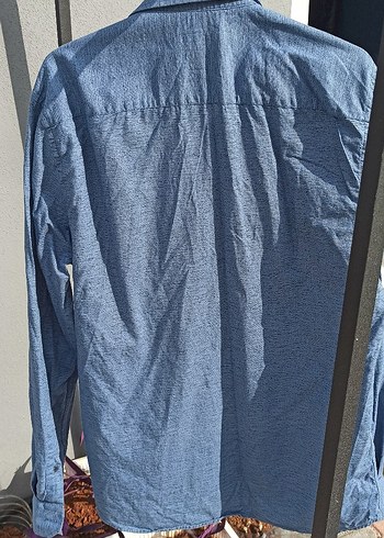 Düğmeli Mavi Erkek Gömlek - Görsel 6