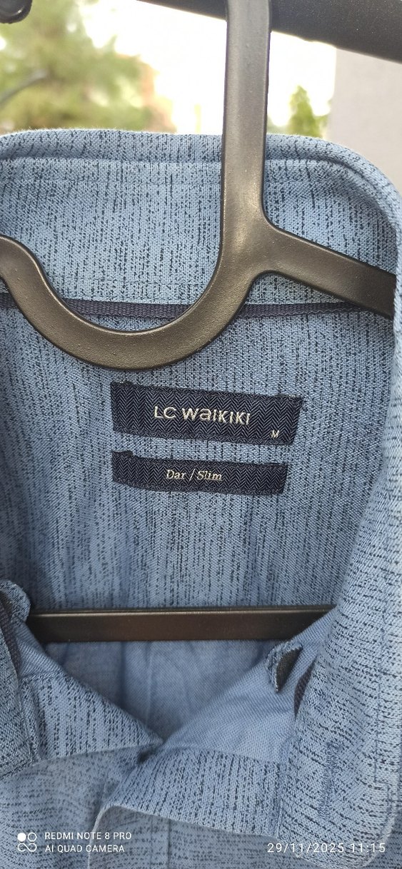 Düğmeli Mavi Erkek Gömlek - Görsel 3