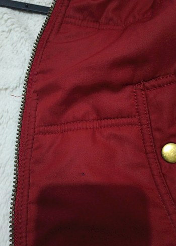 Kapüşonlu Fermuarlı Kırmızı Kadın Yelek - Görsel 4