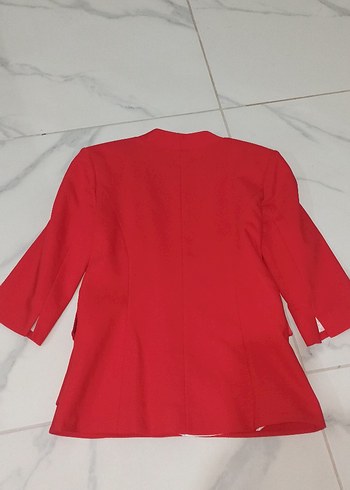 Yarım Kollu Kırmızı Kadın Blazer Ceket - Görsel 4
