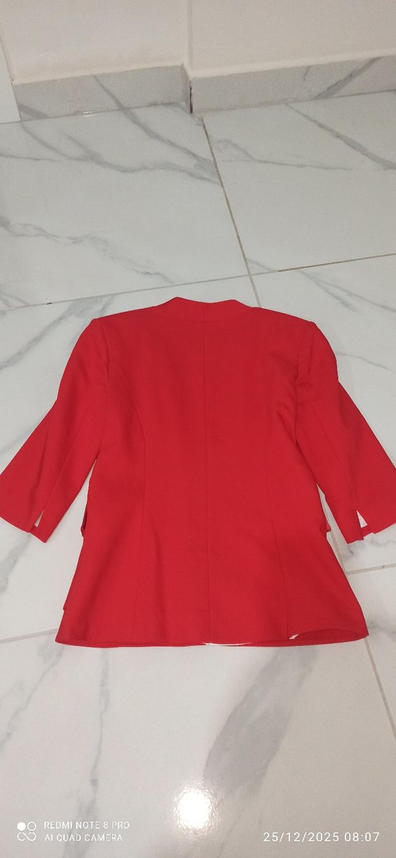 Yarım Kollu Kırmızı Kadın Blazer Ceket - Görsel 4
