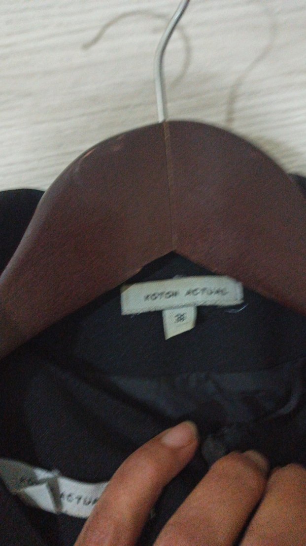 Düğmeli Siyah Kadın Uzun Ofis Ceketi - Görsel 4