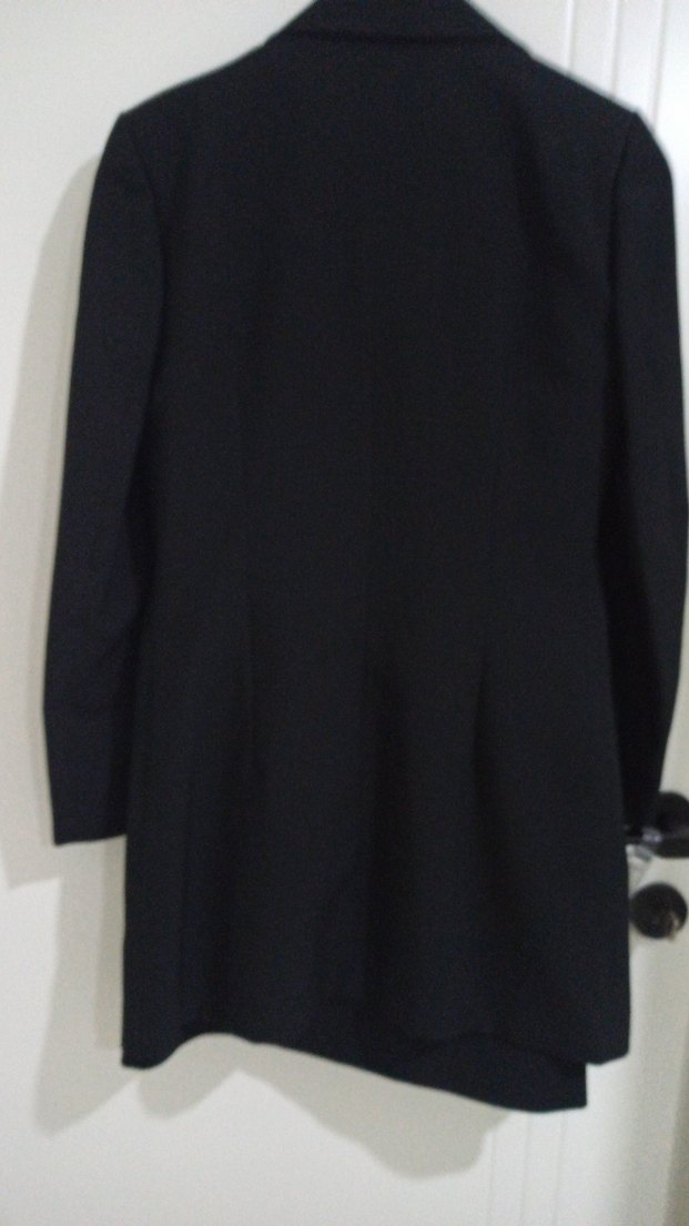 Düğmeli Siyah Kadın Uzun Ofis Ceketi - Görsel 5