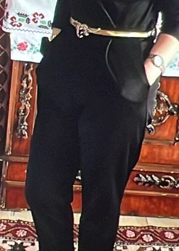 Kadın Siyah Uzun Kollu Tulum - Görsel 2