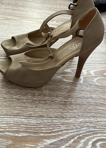 Bej Stiletto Topuklu Kadın Abiye Ayakkabı - Görsel 2