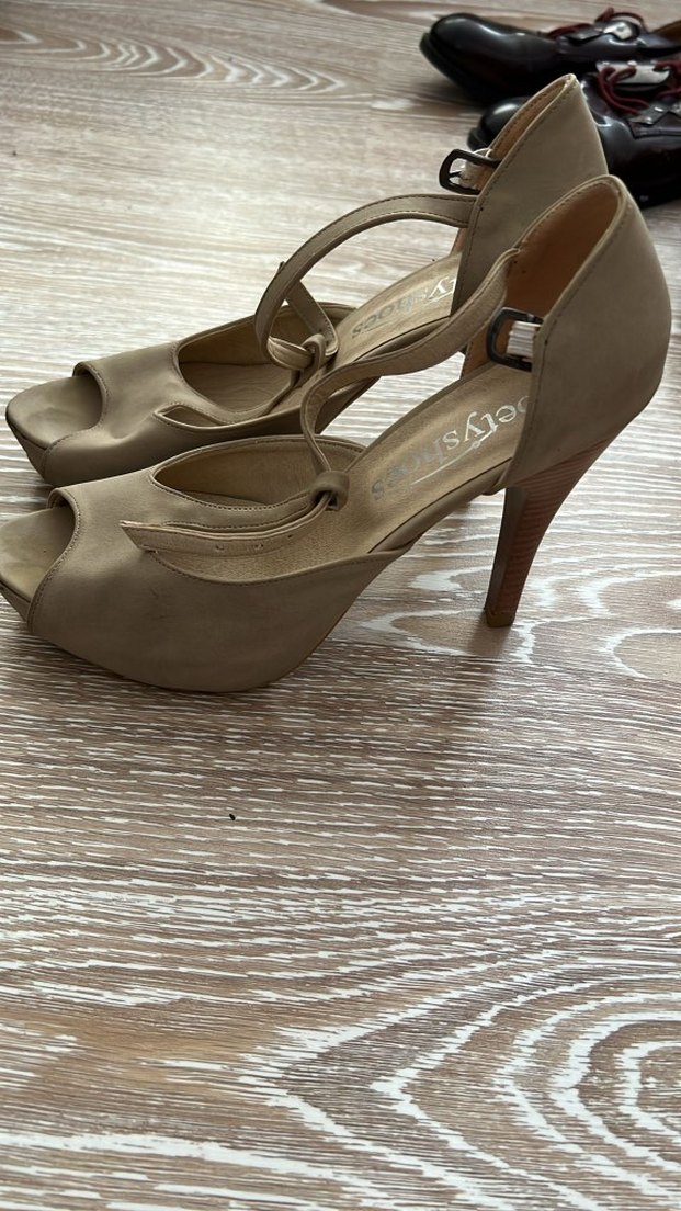 Bej Stiletto Topuklu Kadın Abiye Ayakkabı - Görsel 2