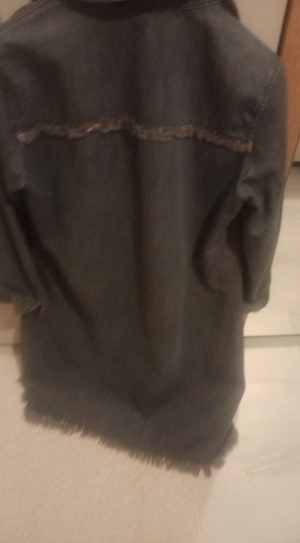 Gri Kadın Düğmeli Midi Denim Ceket - Görsel 4