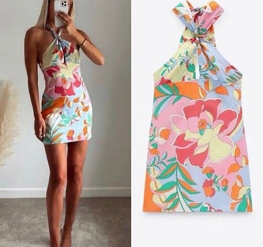 Zara Zara çiçekli mini elbise