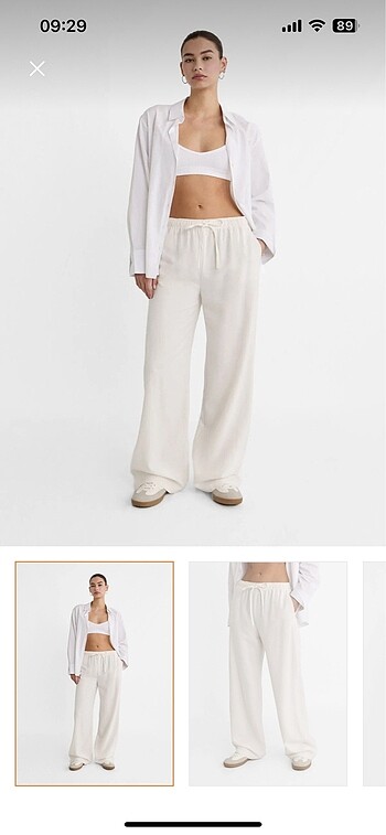 Stradivarius keten pantolon beyaz ekru