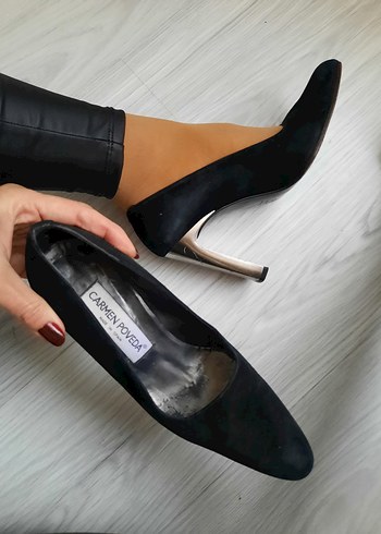 Siyah Süet Stiletto Topuklu Kadın Ayakkabı