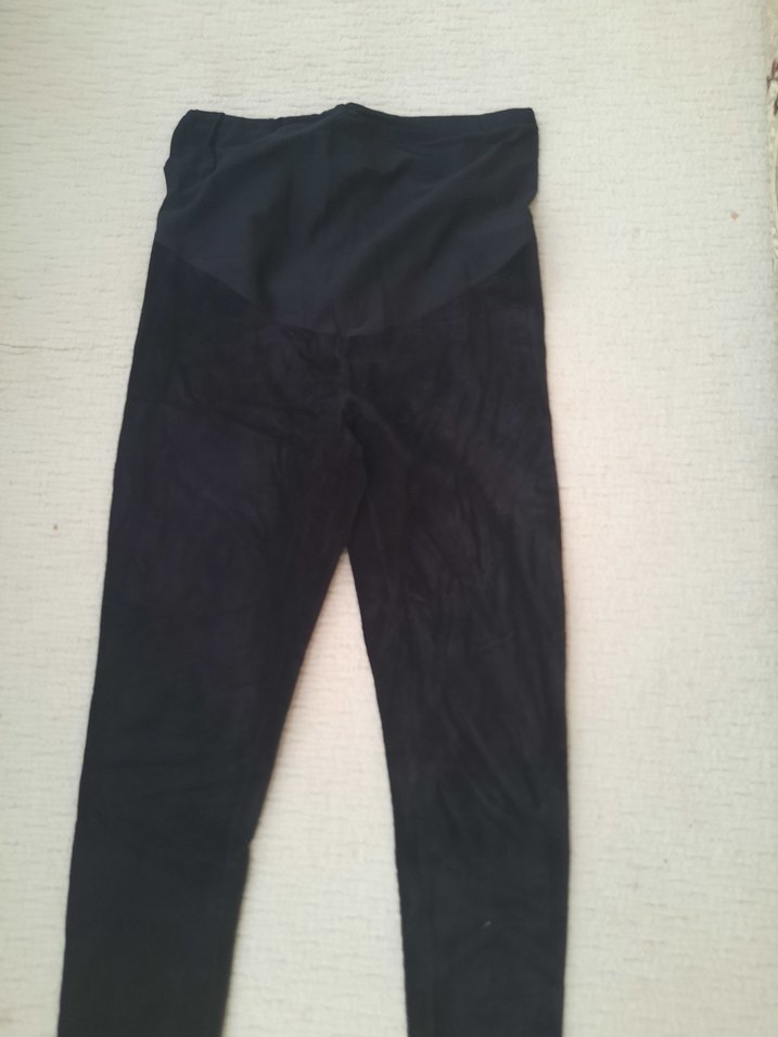 Siyah Süet Kadın Tayt hamile kadife - Görsel 3