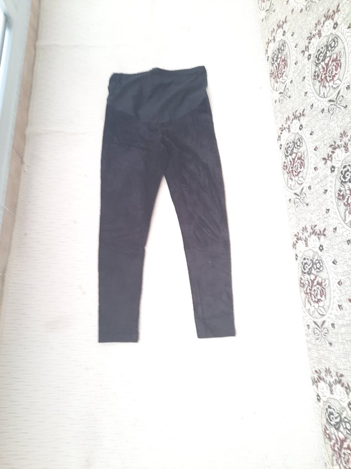 Siyah Süet Kadın Tayt hamile kadife - Görsel 2