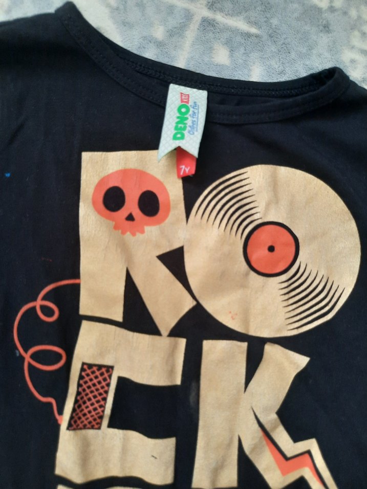 Kız Çocuk Siyah Rock Punk Baskılı Uzun Kollu Tişört - Görsel 3