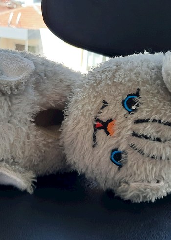 Gri Leopar Desenli Kız Çocuk Sıcak Terlik - Görsel 2