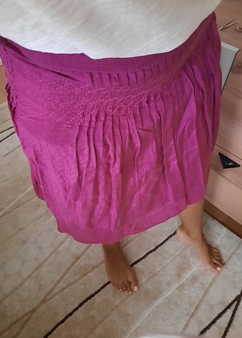 Marks & Spencer Pembe Pilili Midi Bohem Etek
