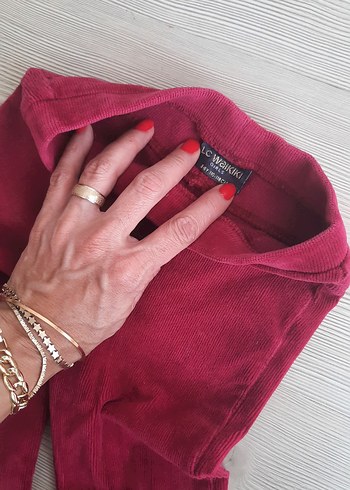 Bordo Kadife Kız Tayt - Görsel 2