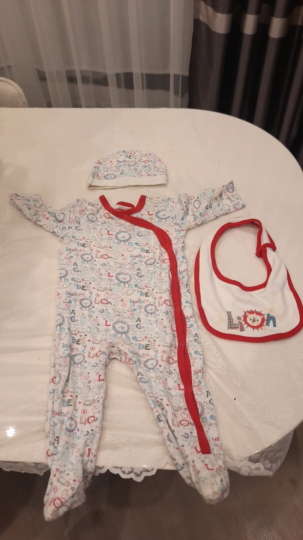 Bebek Erkek Hastane Kıyafeti Seti, Renkli Baskılı - Görsel 2