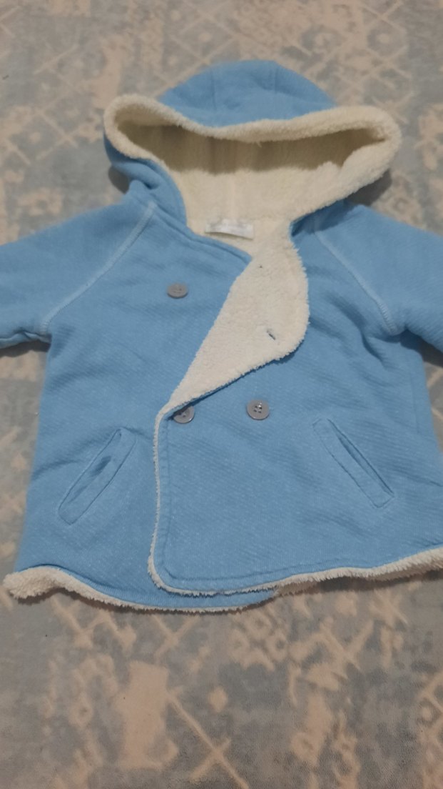 Mavi Kapüşonlu Erkek Çocuk Kabanı - Görsel 4