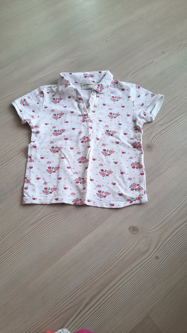 Çiçek Desenli Kız Çocuk Beyaz Gömlek - Görsel 2