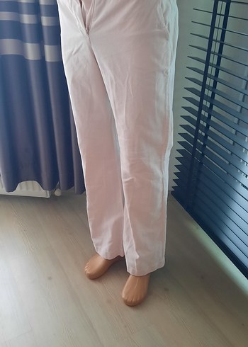 Düğmeli Beyaz Kadife Kadın Pantolon - Görsel 3