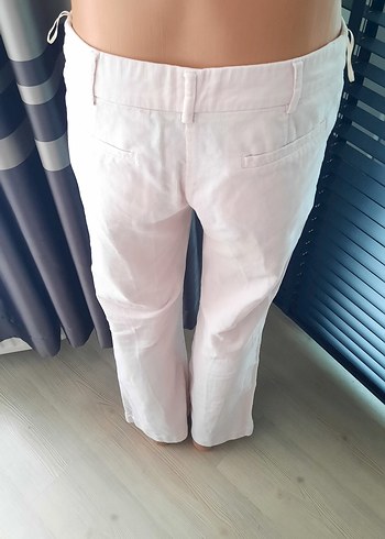 Düğmeli Beyaz Kadife Kadın Pantolon - Görsel 5