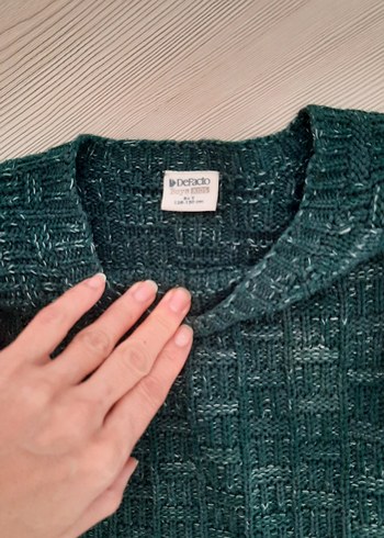 Kadın Gri Triko Bisiklet Yaka Kazak - Görsel 3