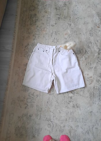 Kadın Beyaz Pamuklu Mini Şort - Görsel 8