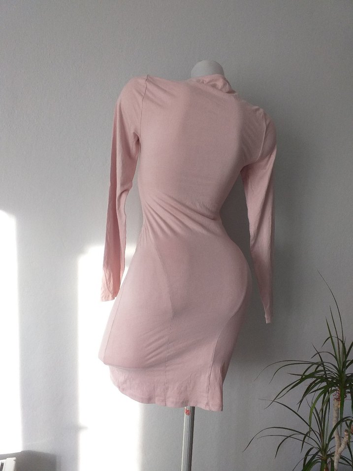 Pembe Midi Kadın Triko Elbise - Görsel 3