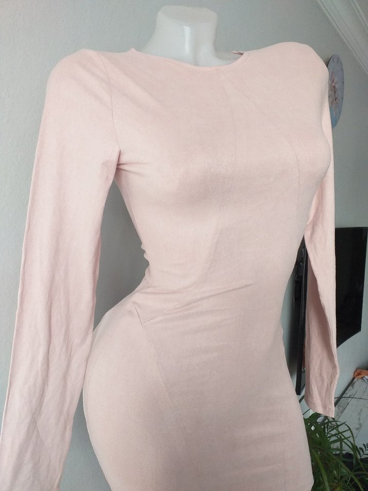 Pembe Midi Kadın Triko Elbise - Görsel 2