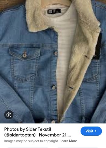 Kadın Mavi Kürklü Fit Kesim Denim Ceket - Görsel 3