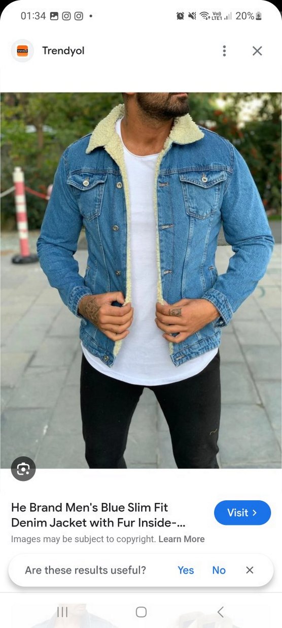 Kadın Mavi Kürklü Fit Kesim Denim Ceket - Görsel 2