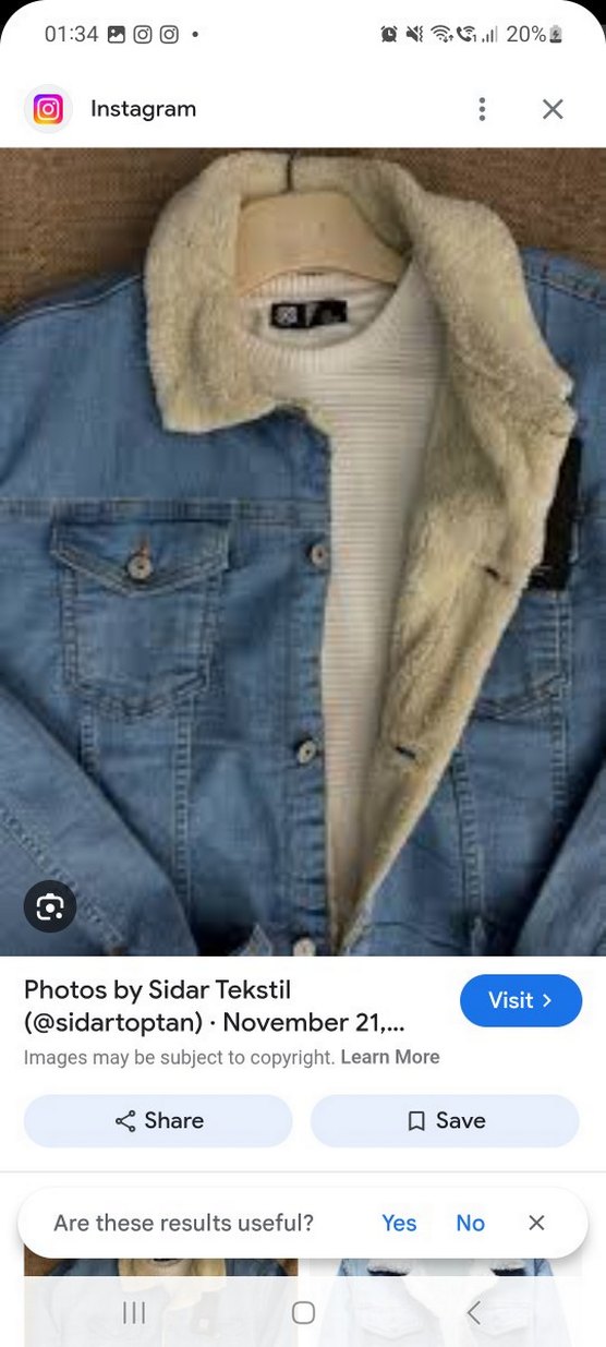 Kadın Mavi Kürklü Fit Kesim Denim Ceket - Görsel 3