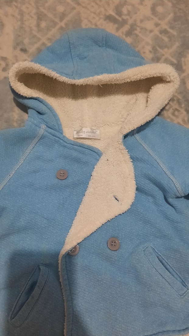 Mavi Kapüşonlu Erkek Çocuk Kaban - Görsel 2