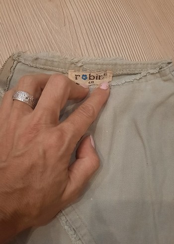 40 Beden Bej Keten Mini Etek