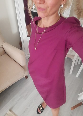 Mor V Yakalı Midi Hamile Elbisesi - Görsel 10