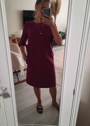 Mor V Yakalı Midi Hamile Elbisesi - Görsel 15