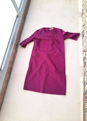 Mor V Yakalı Midi Hamile Elbisesi - Görsel 17