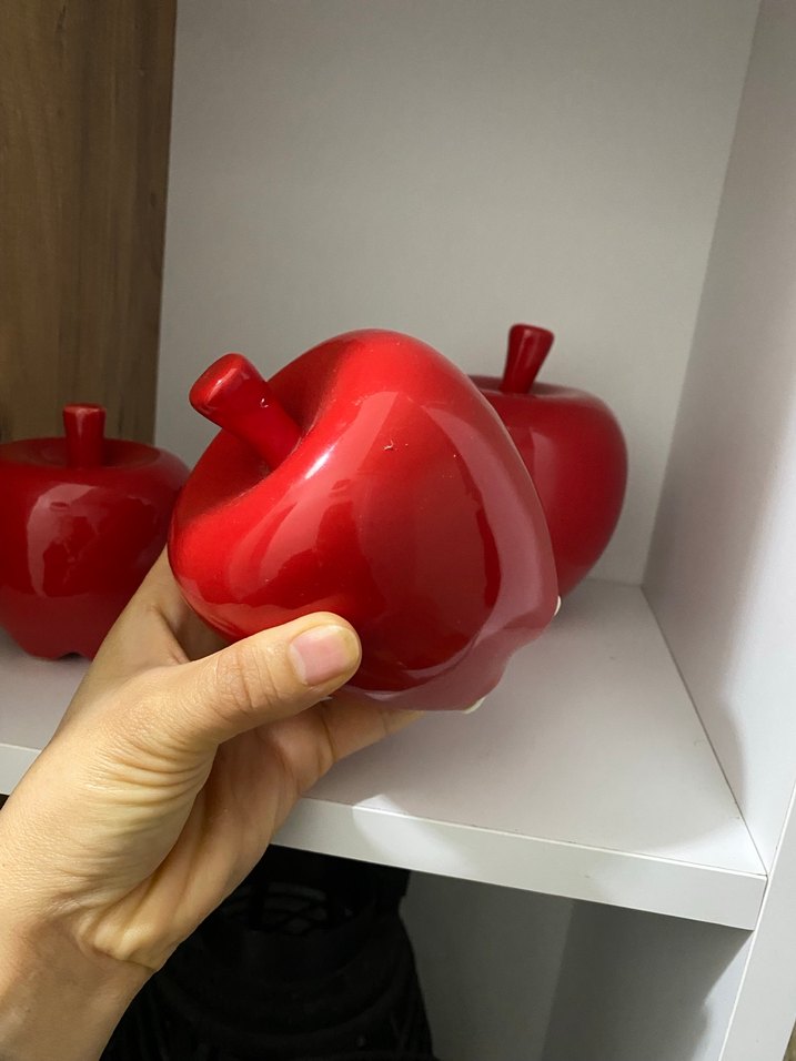 Kırmızı Renkli Dekoratif Elma Biblo Seti - Görsel 4