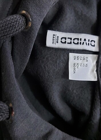xs Beden H&M Gri Kapüşonlu Sweatshirt