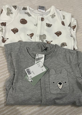 H&M 2li Erkek Çocuk Uzun Kollu Gri Baskılı Pijama Takımı