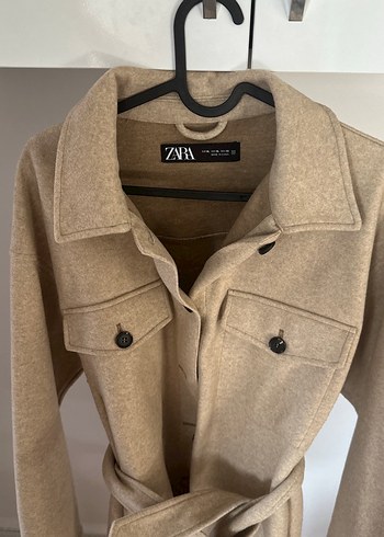 Zara Zara Bej Kadın Kemerli Midi Yün Kaban