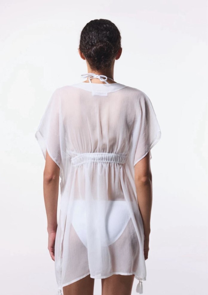 Beyaz Transparan Midi pareo - Görsel 2