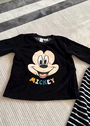 LC Waikiki Lcw Mickey Baskılı Siyah Erkek Bebek pijama takımı