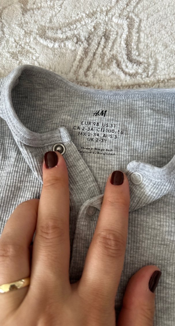 H&M Gri Uzun Kollu Bebek Body(2-3y) - Görsel 3