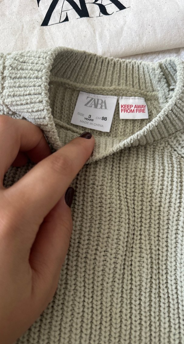 Zara mint yeşili erkek çocuk Örgü Kazak - Görsel 3