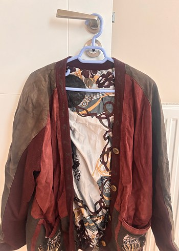 Vintage Bordo Süet Bohem Kadın Ceket