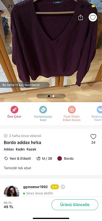 Addax bordo hırka