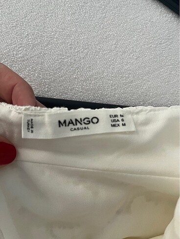m Beden beyaz Renk Mango Beyaz Dantelli Elbise